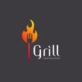 Vector logo design grill restaurant. Grilling. Barbecue