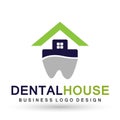 Vector logo design illustration for dental clinic healthcare house home dentist practice teeth treatment for healthy mouth