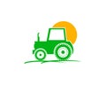 Vector logo design illustration of tractor farm, crop land, soil farm, back yard, natural, agriculture business Royalty Free Stock Photo