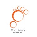 Vector logo design FOOTMARK orange color. Circle combination of foot.