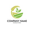 Vector logo design for agriculture, agronomy, wheat farm, rural country farming field, natural harvest Royalty Free Stock Photo