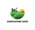 Vector logo design for agriculture, agronomy, wheat farm, rural country farming field, natural harvest