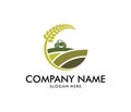 Vector logo design for agriculture, agronomy, wheat farm, rural country farming field, natural harvest Royalty Free Stock Photo