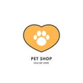 Pet Shop Vector Logo, veterinary clinics, animal feed and homeless animals shelters. Royalty Free Stock Photo