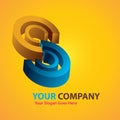 Vector template logo design LETTER S 3D, in eps.10. ORANGE and Bluecolor. Royalty Free Stock Photo