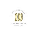 Vector logo design template and emblem or badge. Italian pasta - maccheroni. Linear logos.