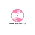 Vector logo design template - female hands embracing your pregnant tummy.