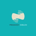 Vector logo design template - female hands embracing your pregnant tummy.