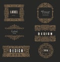 Vector logo design template, floral frame, line art style