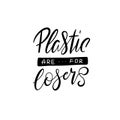 Vector logo design template and lettering phrase plastic for losers - zero waste concept, recycle, reuse, reduce - ecological Royalty Free Stock Photo