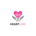 Vector logo design template in linear style - hands holding heart. Royalty Free Stock Photo