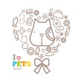Vector logo design template for pet shops set Royalty Free Stock Photo