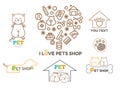 Vector logo design template for pet shops set Royalty Free Stock Photo