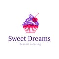 Cupcake with cherry. Logo sweet shop.