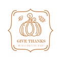 Vector logo design for Thanksgiving Day celebration Royalty Free Stock Photo