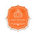 Vector logo design for Thanksgiving Day celebration Royalty Free Stock Photo