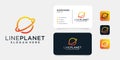 Vector logo design which depicts a planet against which circle ring Royalty Free Stock Photo