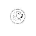 Vector logo of a dog head Labrador on white background, Pet. Animals.