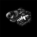 The Vector logo dog or wolf for tattoo or T-shirt design or outwear. Cute print style dog or wolf background. This hand