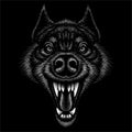 The Vector logo dog or wolf for tattoo or T-shirt design or outwear. Cute print style dog or wolf background.