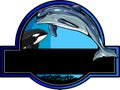 vector logo dolphin swimming in the sea