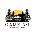 Vector logo of Double cabin car pulling caravan trailer