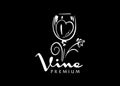 Vector logo drawn by hand. Heart in a glass of wine Royalty Free Stock Photo