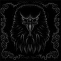 The Vector logo eagle for tattoo or T-shirt design or outwear. Hunting style raven background. This hand drawing is for black