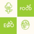Set vector logo food and natural product. Royalty Free Stock Photo