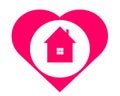 Drawing logo house in the heart. Royalty Free Stock Photo