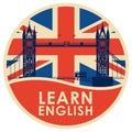 Vector logo or icon with Big Ben for Learn English