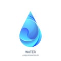 Vector logo icon design template. Natural clean 3d water drop. Abstract blue aqua droplet Royalty Free Stock Photo