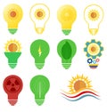 Vector logo and icons set energy and sun power theme Royalty Free Stock Photo