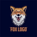 Vector logo illustration angry fox head mascoot