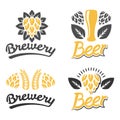 Brewery, Bar, Beer logo. Vintage Brewery label design. Beer glass. Cafe, Restorant, Beer, Bar, Hops icon. Craft beer label, emblem
