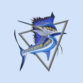 Vector logo illustration jumping sailfish fishing