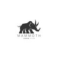 Vector logo illustration Mammoth pose silhouette on white background