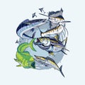 Vector logo illustration pelagic fishing