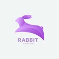 Vector Logo Illustration Rabbit Jump Colorful Purple Style