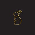 Vector Logo Illustration Rabbit Standing Golden Color Style