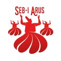 Vector logo illustration. Turkish, Sufi and Dervish Dance. Seb i Arus Royalty Free Stock Photo