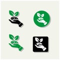 Ecology icons set hand holding earth with tree Royalty Free Stock Photo