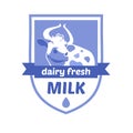 Vector logo with the image of a cow. Milk and milk