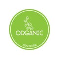 Vector logo with the inscription: organic 100% natural in a green circle with decoration on a white background. Environmental Royalty Free Stock Photo