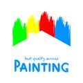 Vector logo, label or emblem design. House painting service, decor and repair multicolor isolated icon.