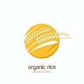 Vector logo, label or package emblem with rice grains. Royalty Free Stock Photo