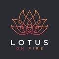 Vector logo of line art lotus plants Royalty Free Stock Photo