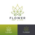 Vector logo of line art lotus plants