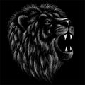 The Vector logo lion for tattoo or T-shirt print design or outwear. Hunting style lions background. This drawing would be nice to