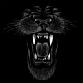 The Vector logo lion for tattoo or T-shirt print design or outwear. Hunting style lions background. This drawing would be nice to